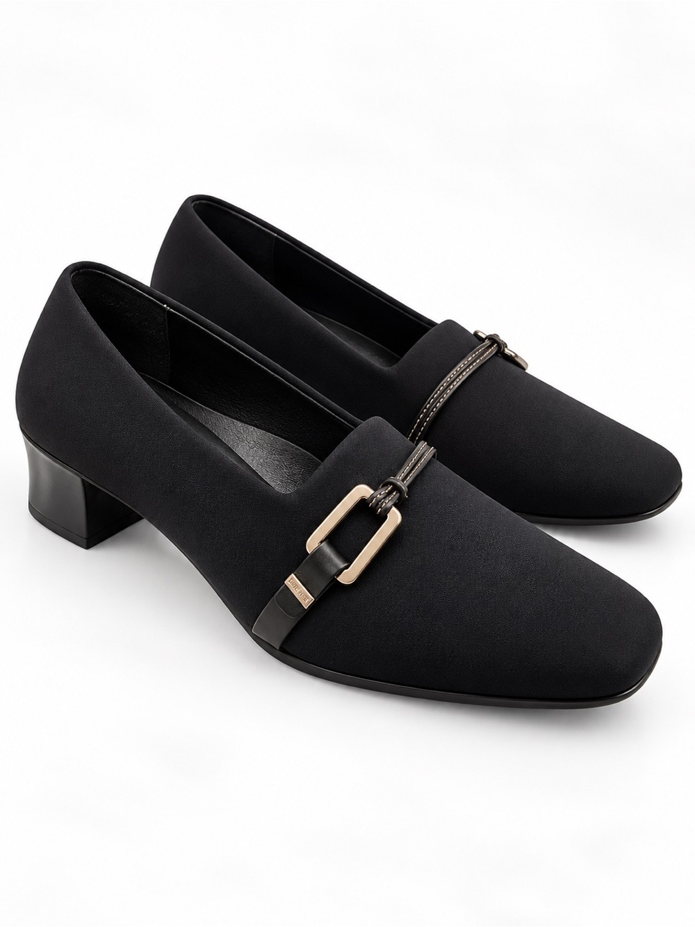 MUNRO Cindi Black Leather & Stretch Fabric Pump Slip-on Shoes
Size 10W